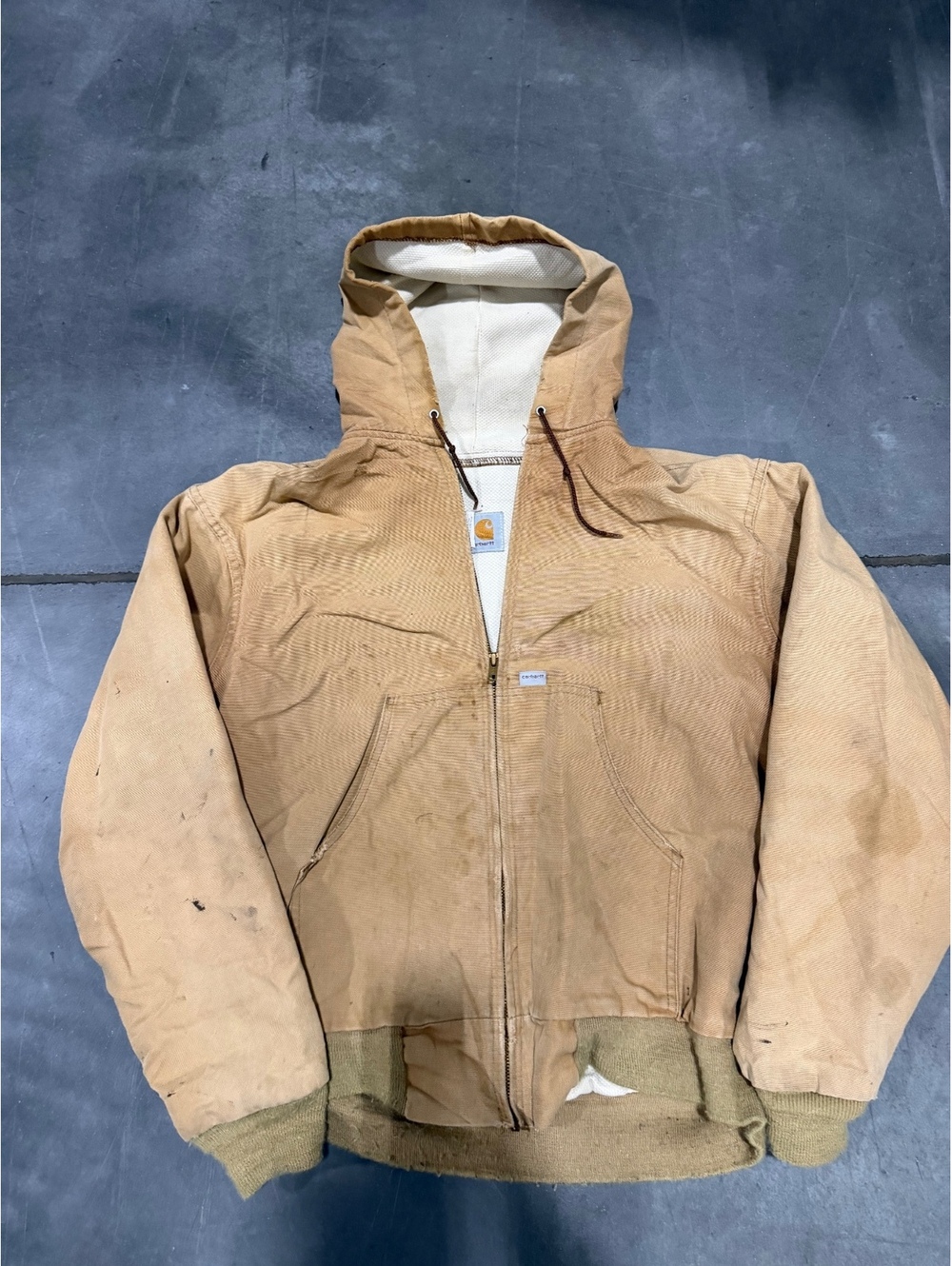 Vintage Carhartt Active Hooded Jacket Duck Brown Men's Large